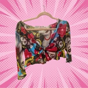 Pop Art Marilyn Mesh Bolero Top – Sheer Tie Front